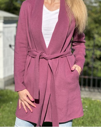 Kabát dámský Massimo Dutti fialový s páskem